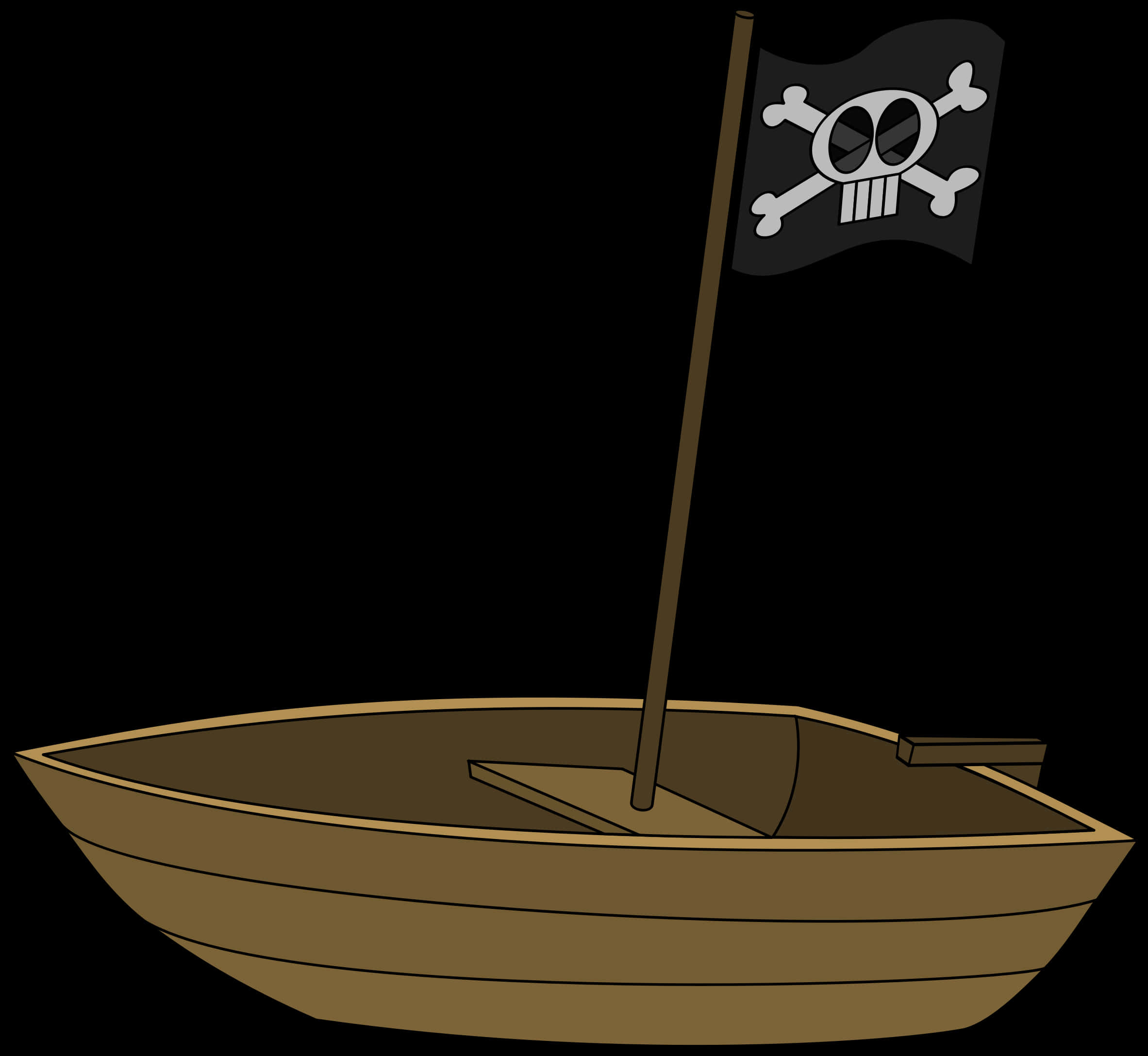 Pirate Flag Rowboat Illustration