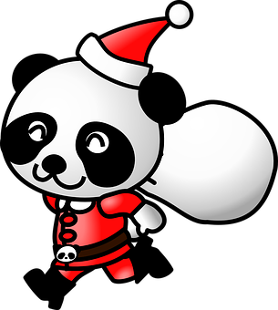 Pirate Pandain Santa Hat PNG with transparent background