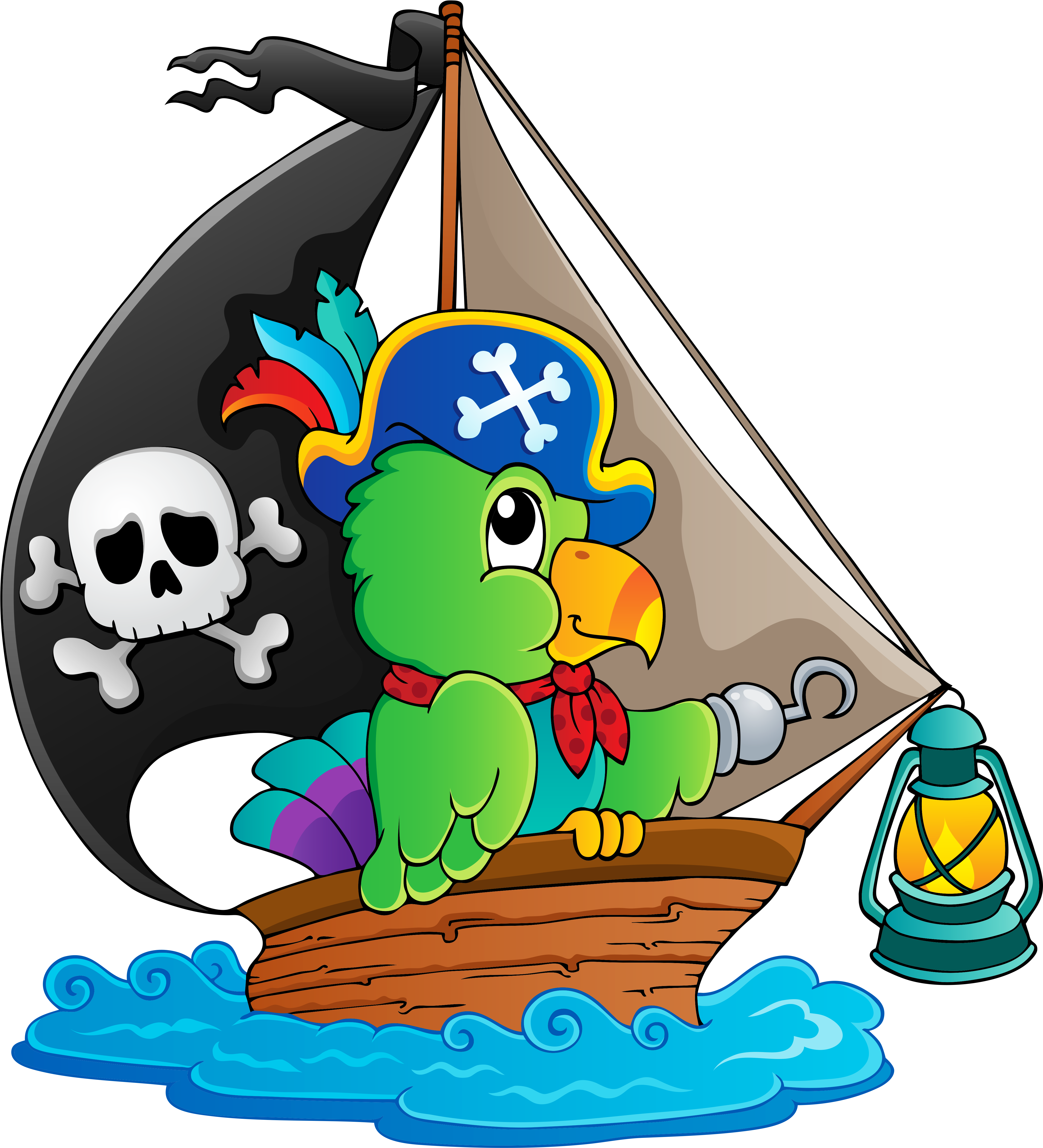 Pirate Parroton Raft PNG with transparent background