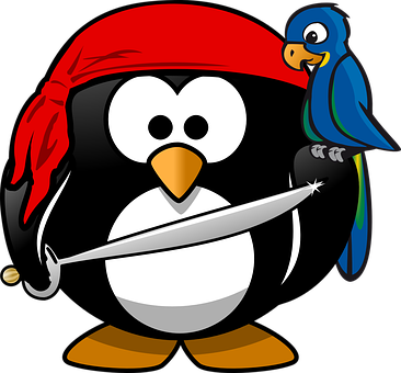 Pirate Penguinwith Parrot Friend PNG with transparent background