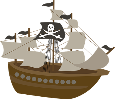 Pirate Ship Vector Illustration PNG with transparent background