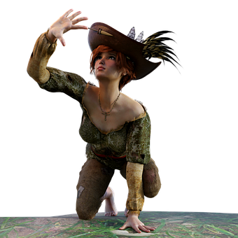 Pirate Woman Reaching Out PNG with transparent background