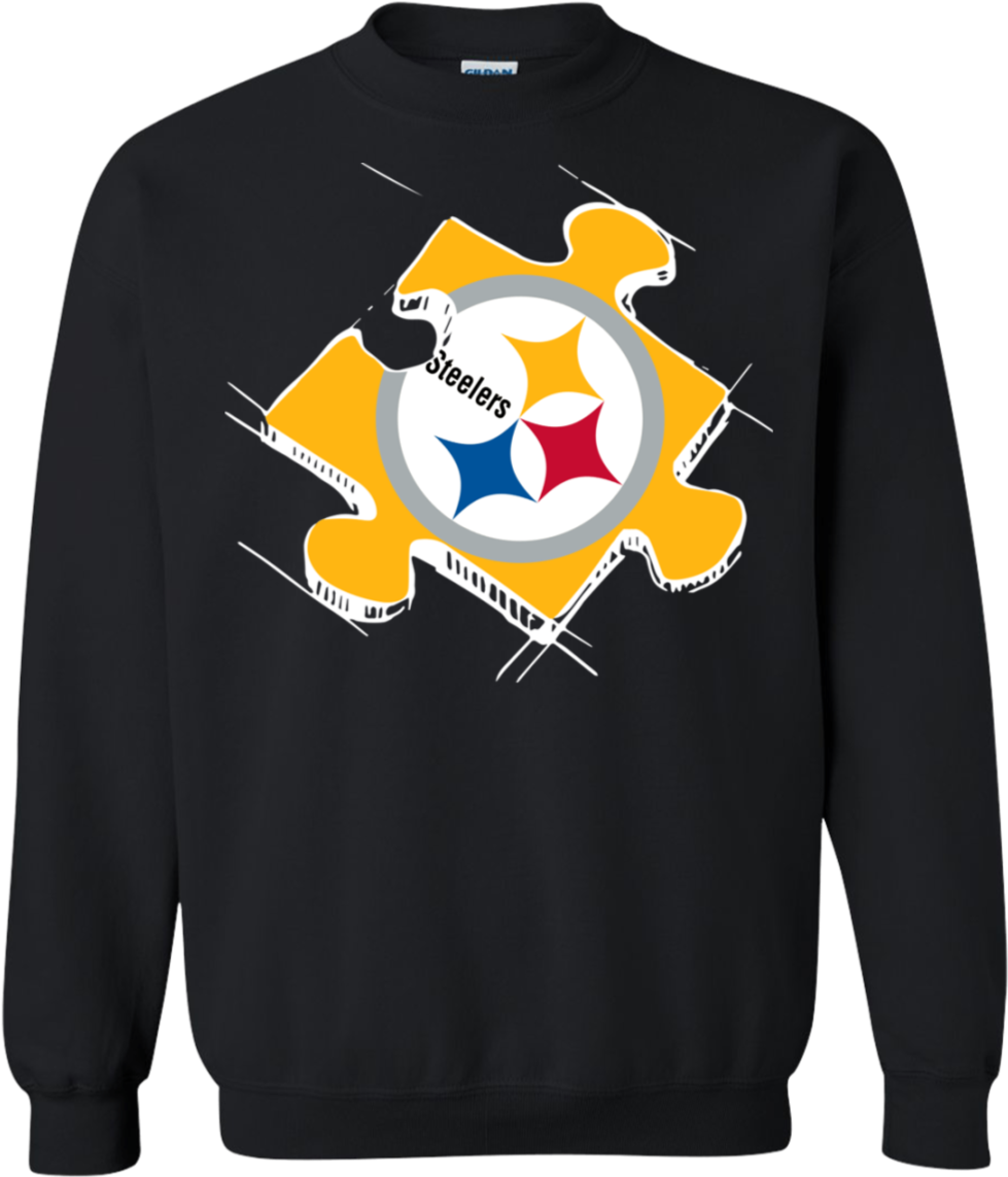 Pittsburgh Steelers Autism Puzzle Sweatshirt American - Pittsburgh Steelers, HD Png Download PNG with transparent background