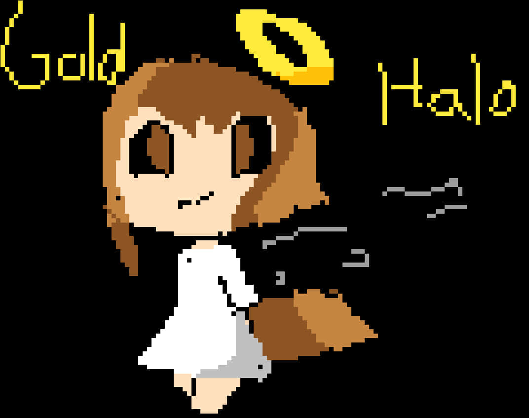 Pixel Art Angelwith Golden Halo