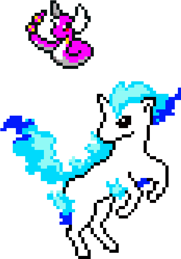 Pixel_ Art_ Blue_ Dragon_and_ Butterfly