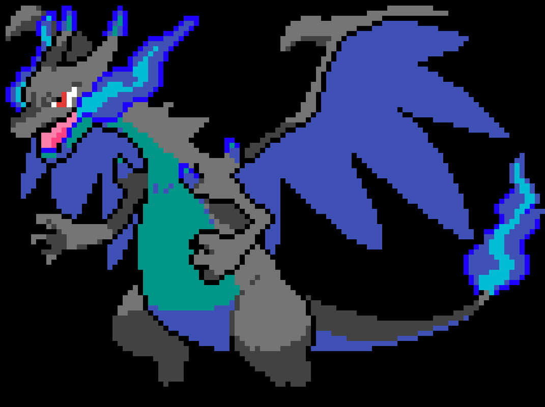 Pixel Art Charizard PNG with transparent background