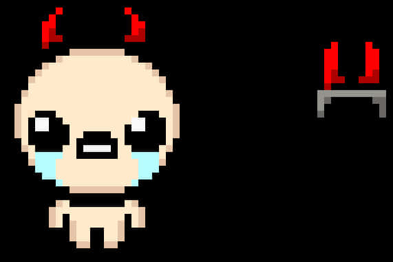 Pixel Art Crying Character With Devil Horns PNG with transparent background