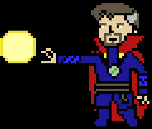 Pixel Art Doctor Strange Magic PNG with transparent background