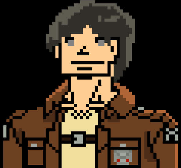 Pixel Art Eren Yeager PNG with transparent background