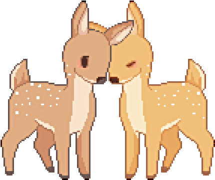 Pixel Art Fawns Nuzzling PNG with transparent background
