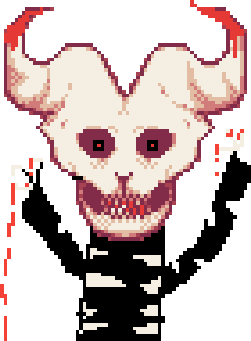 Pixel Art Horned Skull Demon