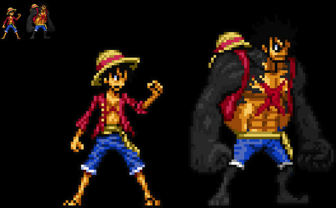 Pixel Art Luffyand Gear Fourth Transformation