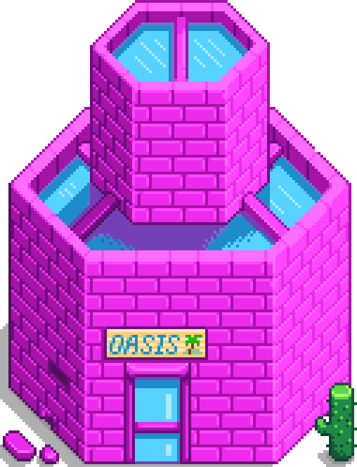 Pixel Art Oasis Building PNG with transparent background