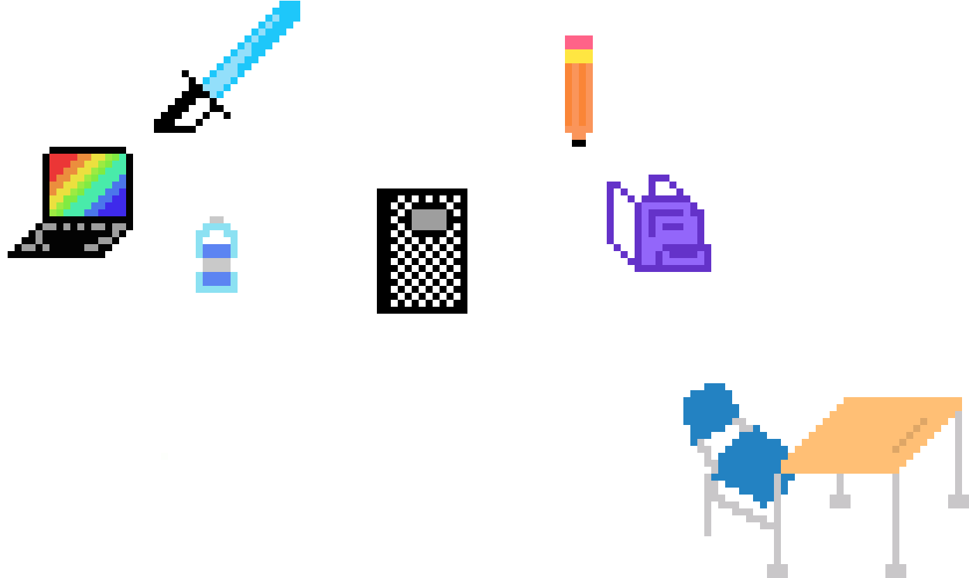 Pixel Art Office Items PNG with transparent background