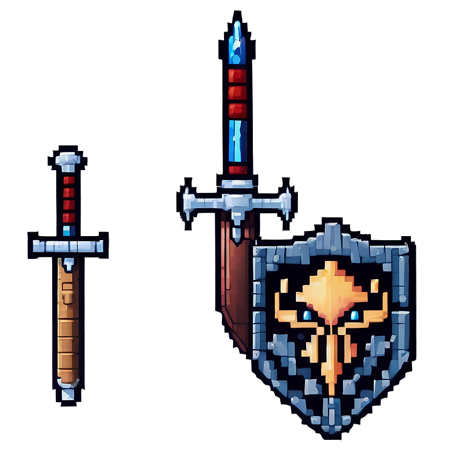 Pixel Art Sword And Shield Png 60