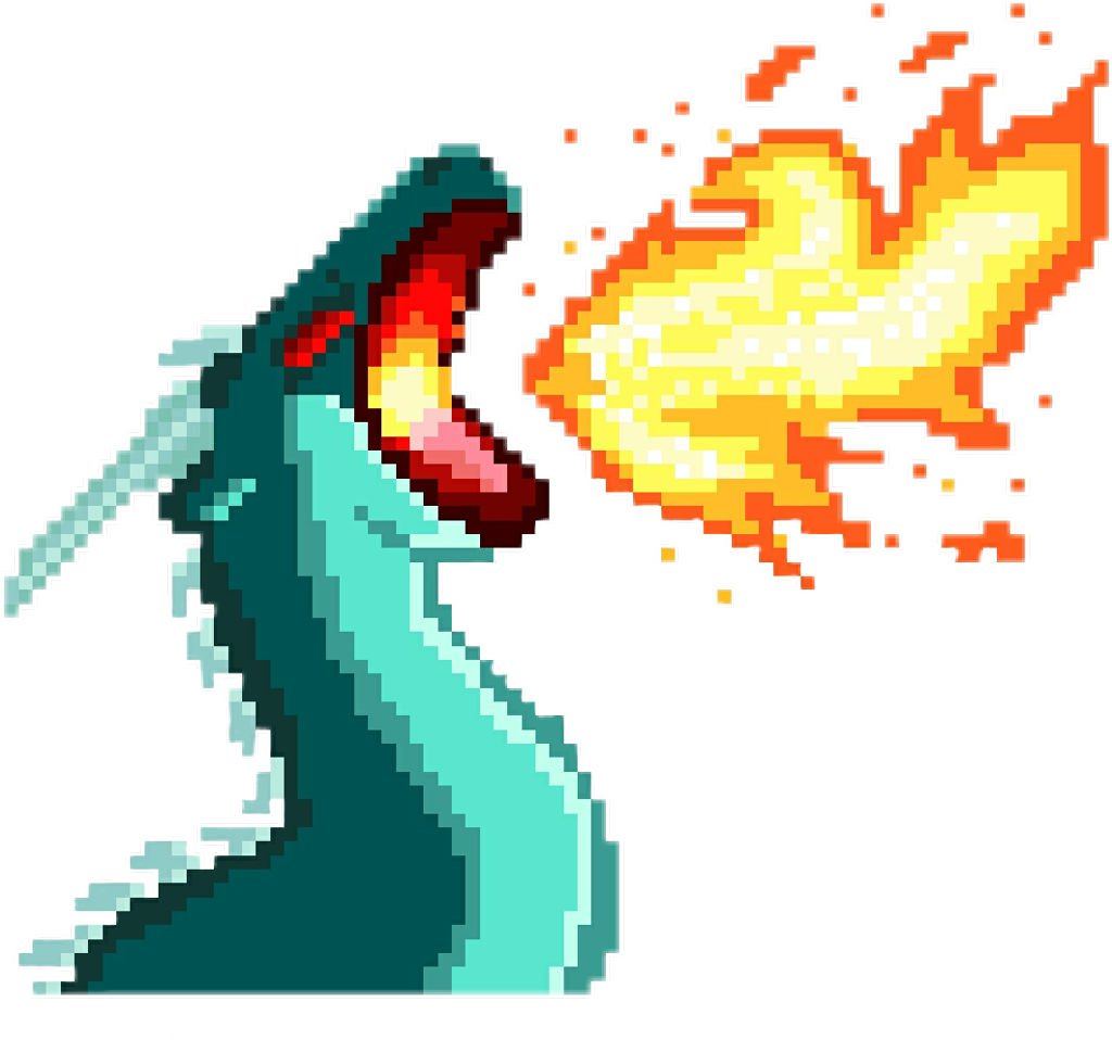 Pixel Dragon Breathing Fire