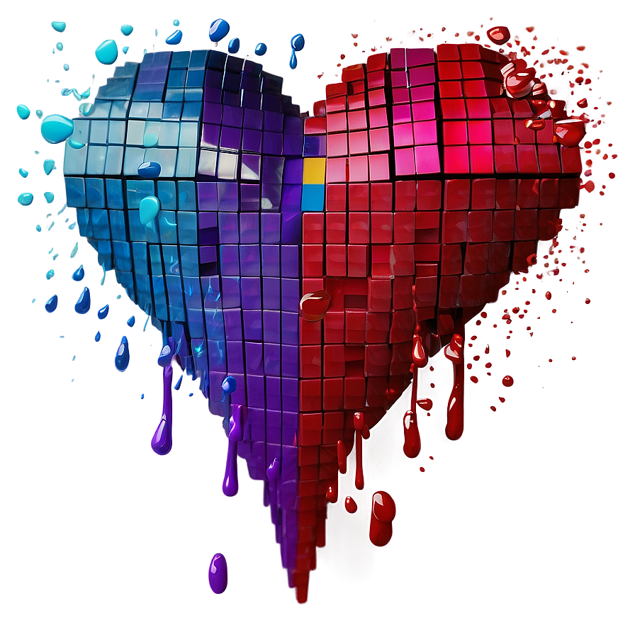 Pixel Heart Splash Png 16