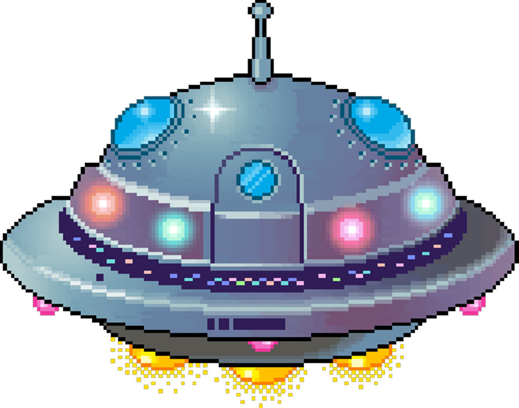 Pixel Space Ufo Spaceship Metal Lights Colors Alien - Pixel Alien Spaceship Transparent, HD Png Download PNG with transparent background