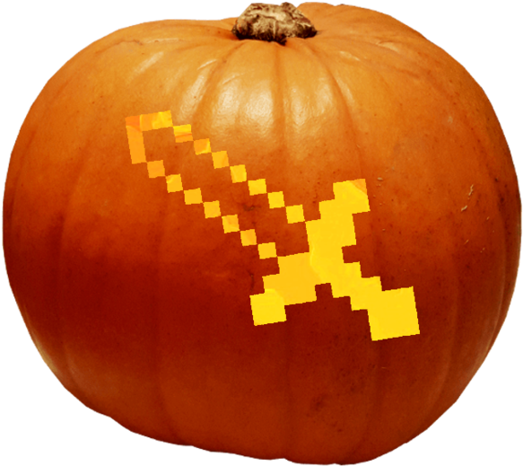 Minecraft Diamond Sword - Jack-o'-lantern PNG with transparent background