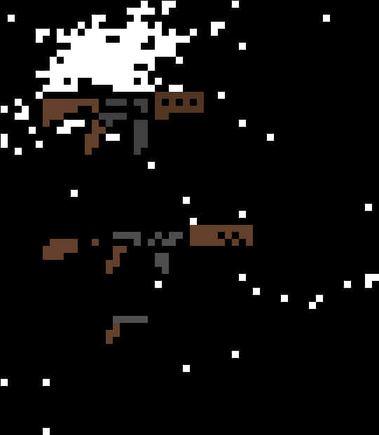Pixelated A K47on Black Background PNG image with a transparent background, free high-resolution download