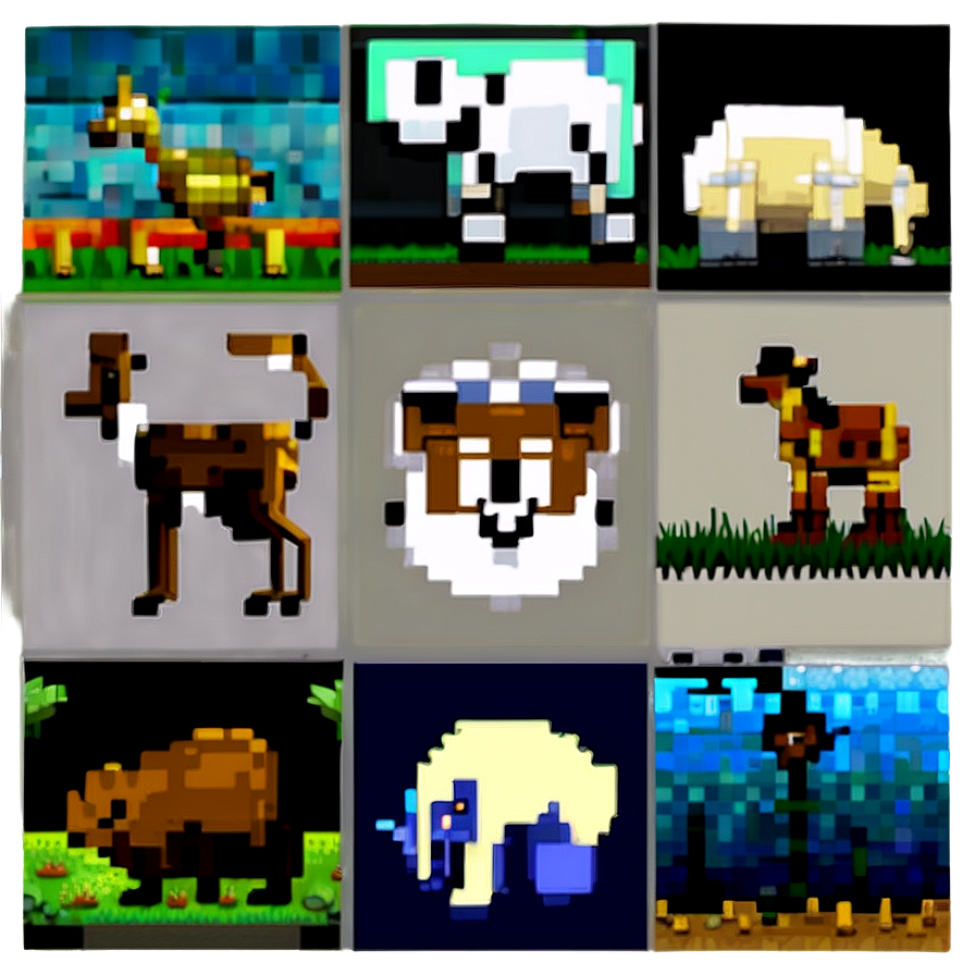 Pixelated Animal Collection Png 06112024