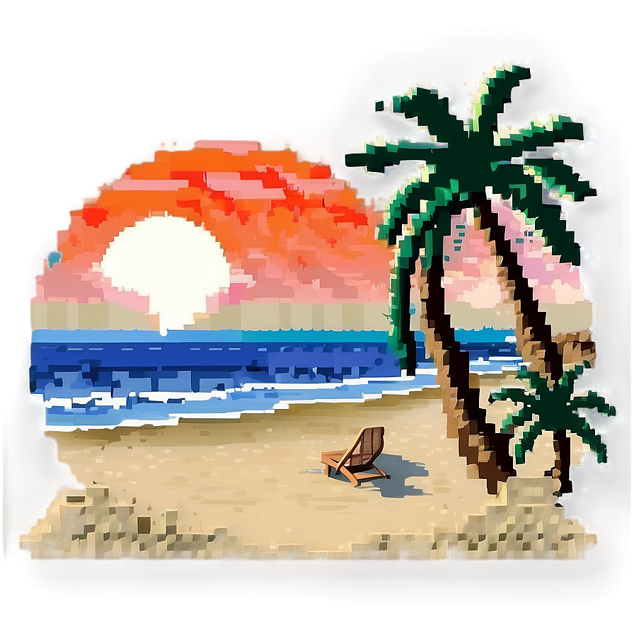 Pixelated Beach Sunset Png Ipt5