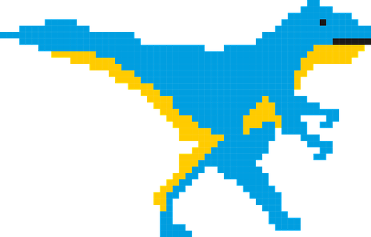 Pixelated Blue Dinosaur Art