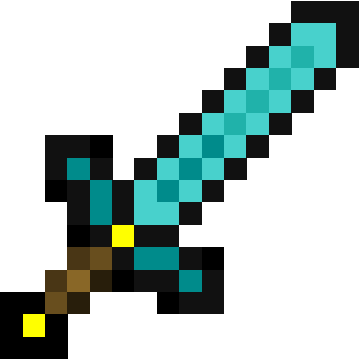 16x16 Diamond Sword - Minecraft Sword PNG image with a transparent background, free high-resolution download