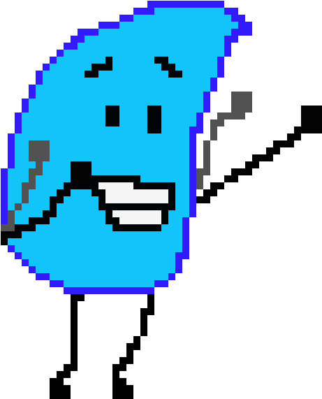 Pixelated Blue Teardrop Character