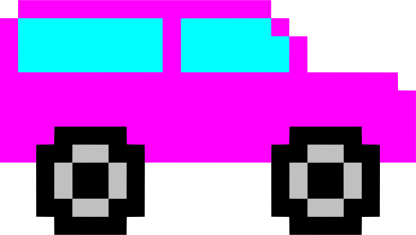 Pixelated Car With Sunglasses PNG with transparent background