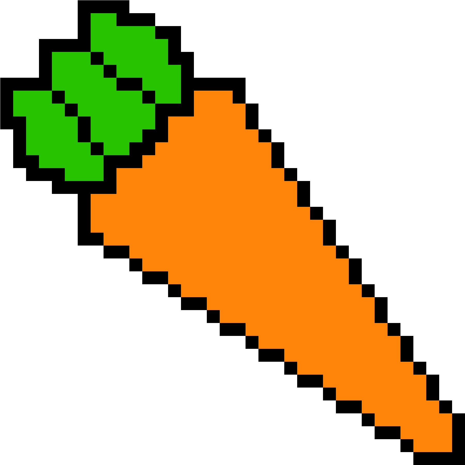 Pixelated Carrot Icon PNG with transparent background