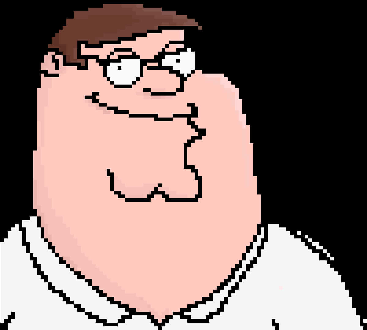 Pixelated Cartoon Character Peter Griffin PNG with transparent background
