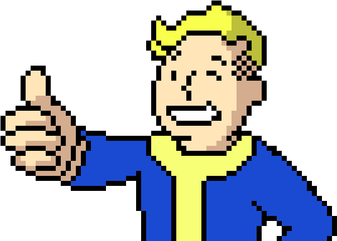 Pixelated Character Thumbs Up