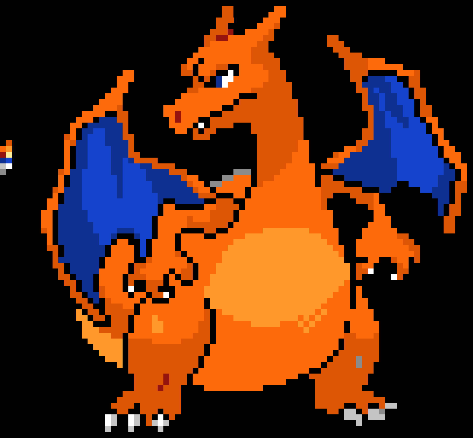 Pixelated Charizard Artwork PNG with transparent background