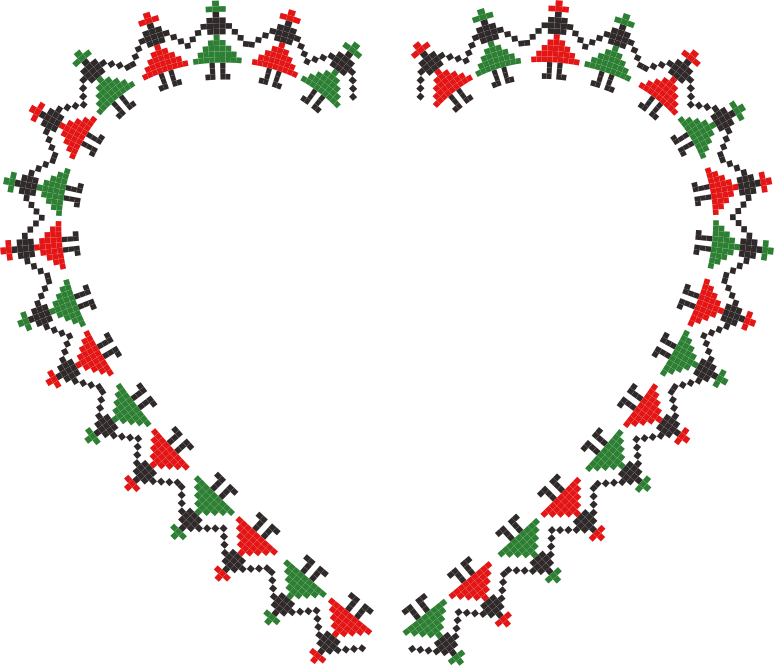 Pixelated Christmas Heart Border