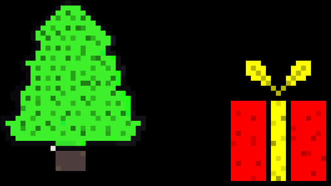 Pixelated Christmas Treeand Gift