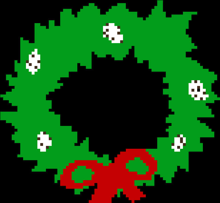 Pixelated Christmas Wreath PNG image with a transparent background, free high-resolution download