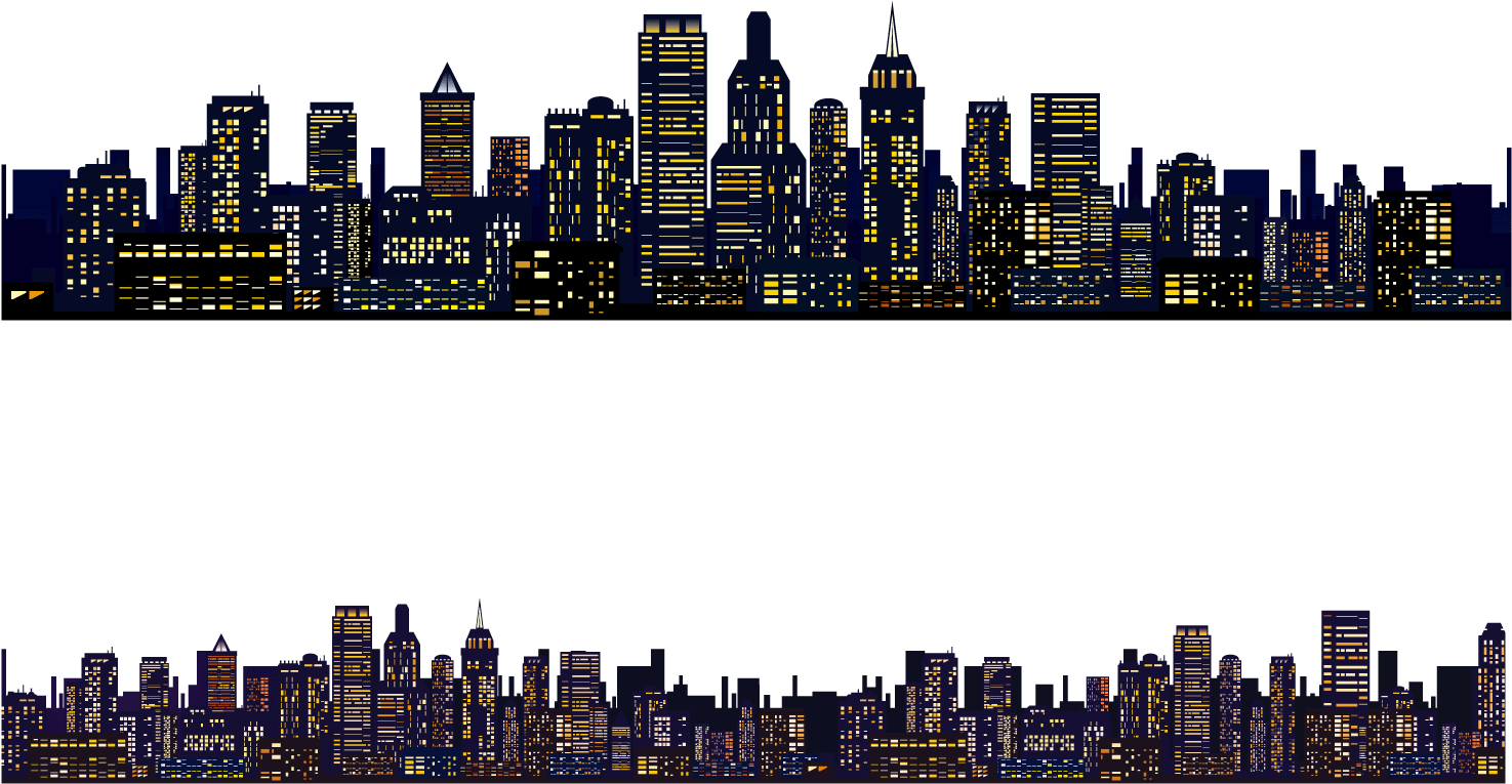 Pixelated City Skylineat Night PNG image with a transparent background, free high-resolution download