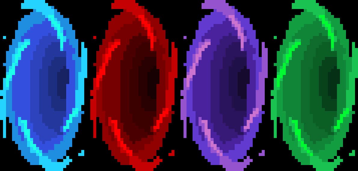 Pixelated Colorful Portals PNG with transparent background