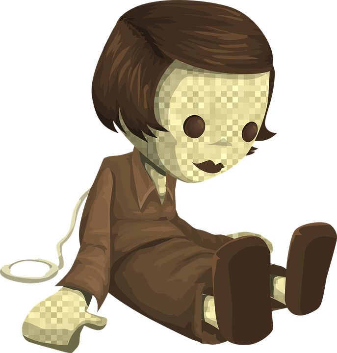 Pixelated Doll Creepy Illustration