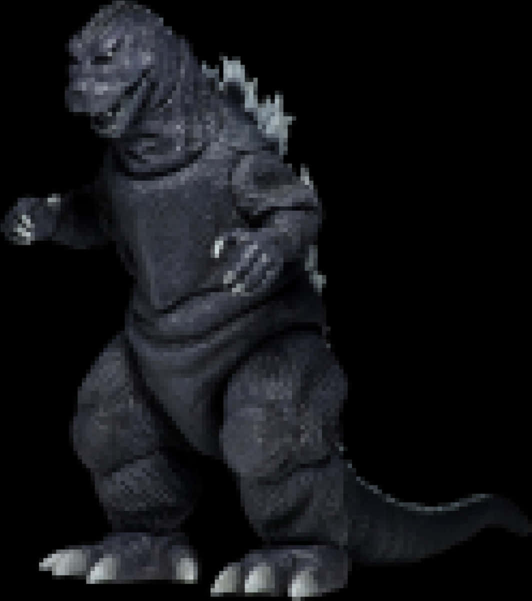 Pixelated Godzilla Figure PNG with transparent background