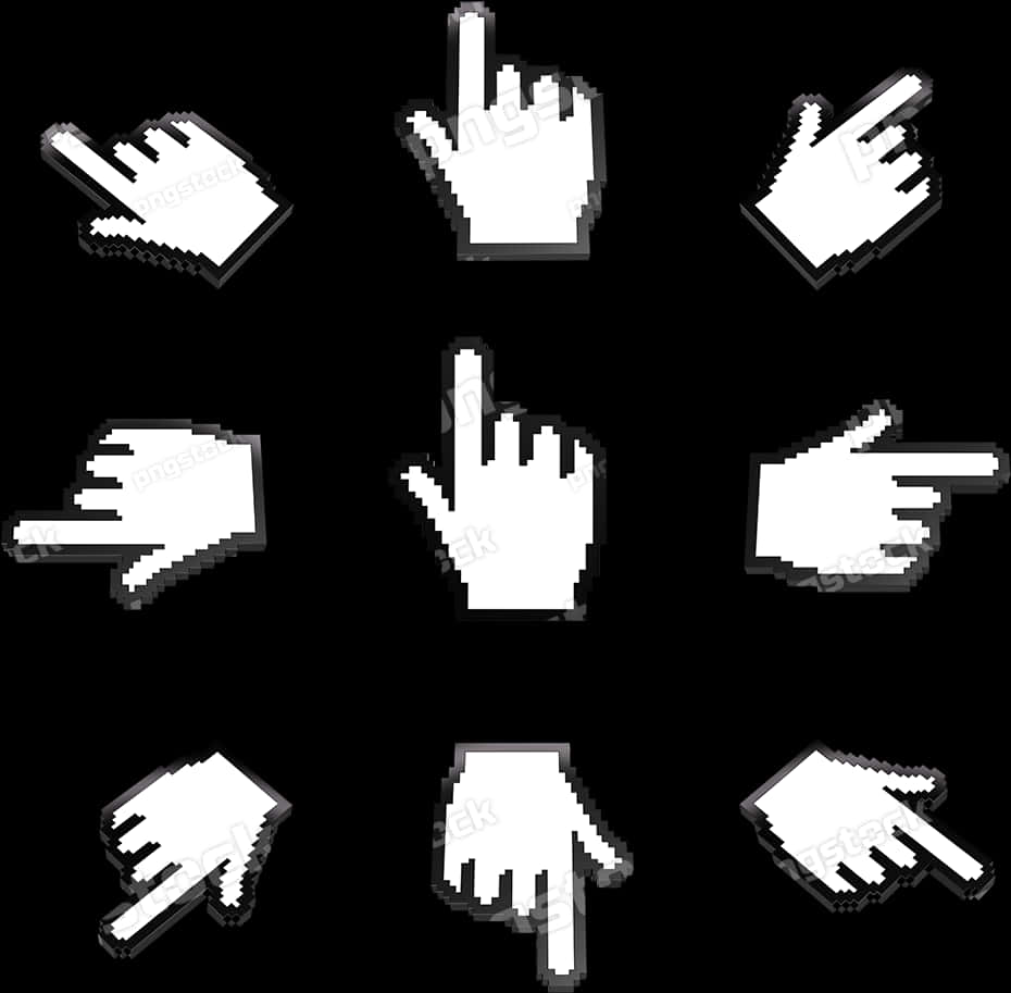 Pixelated Hand Cursor Icons