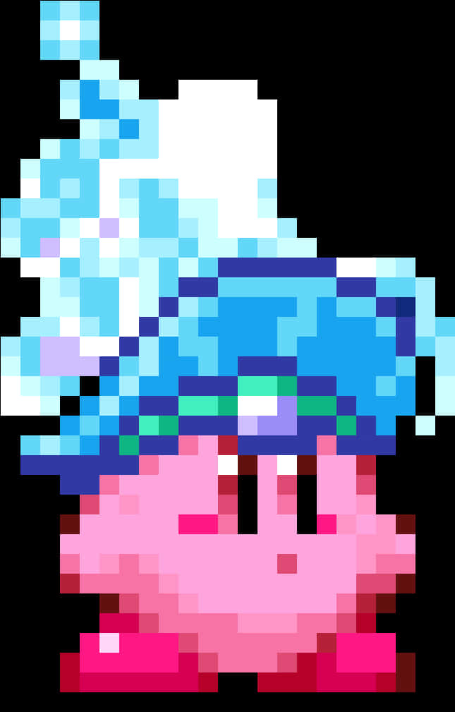 Pixelated Kirby Art PNG with transparent background