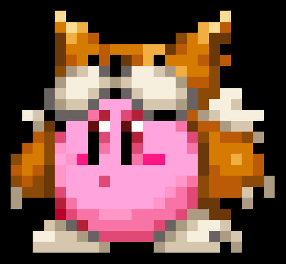 Pixelated_ Kirby_ Character PNG with transparent background