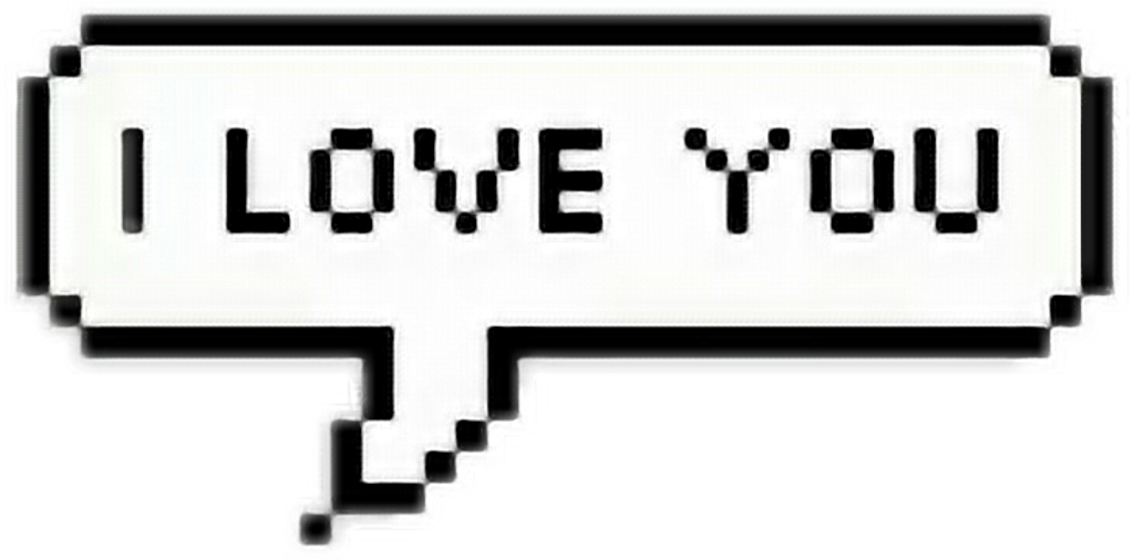 Pixelated Love Message Bubble PNG image with a transparent background, free high-resolution download