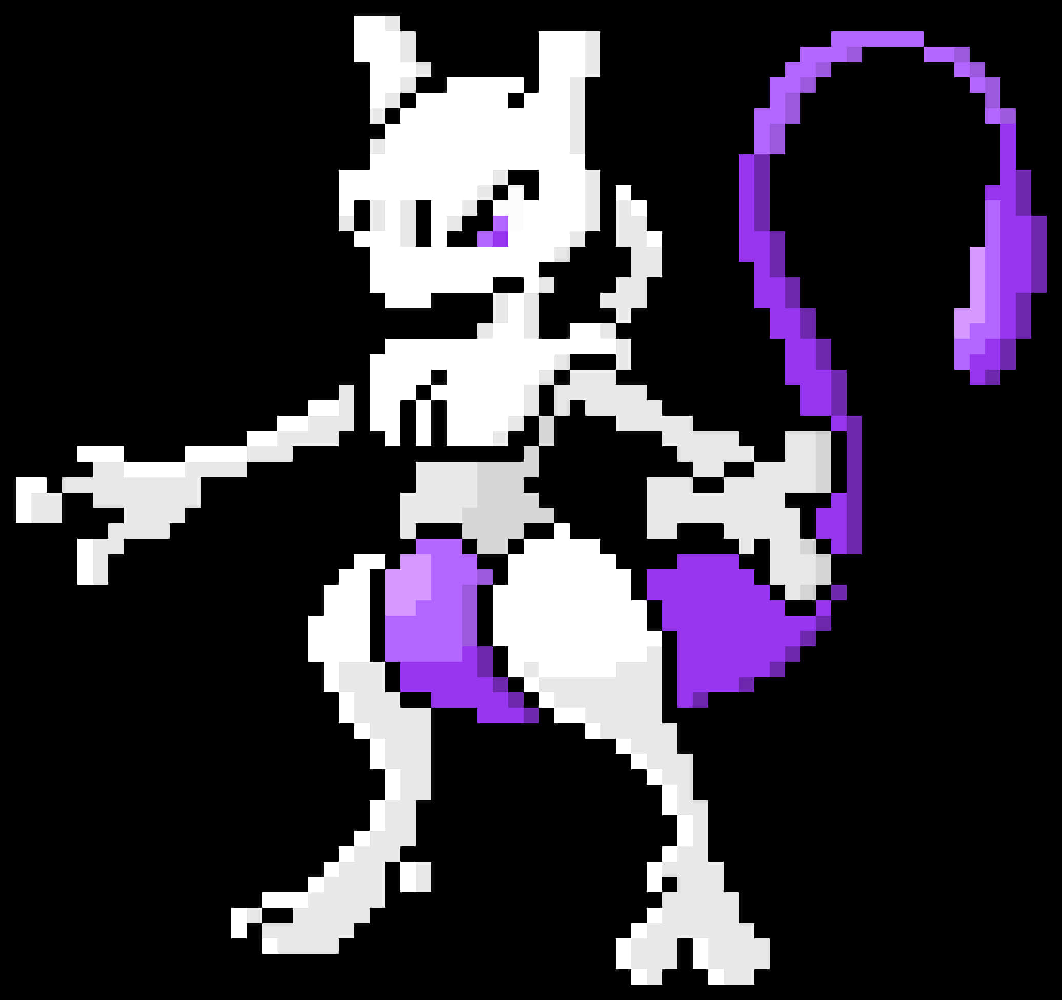 Pixelated Mewtwo Artwork PNG with transparent background