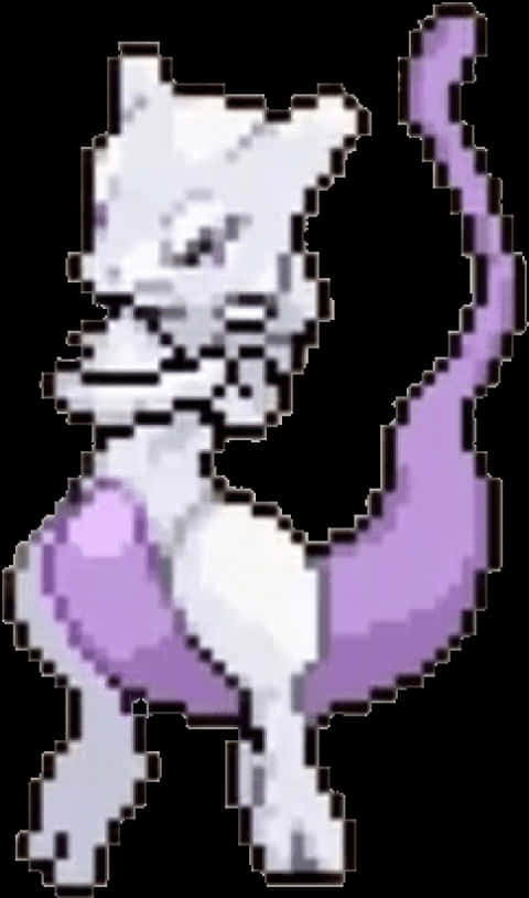 Pixelated Mewtwo Sprite PNG with transparent background