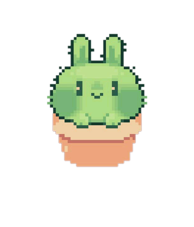 Pixelated Mint Bunny Plant Pot PNG with transparent background