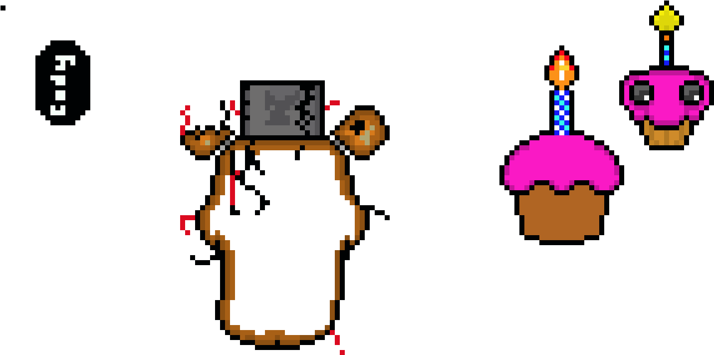 Pixelated Nightmare Freddyand Party Items