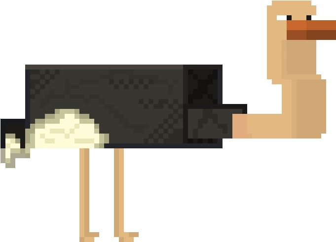 Pixelated Ostrich Cartoon